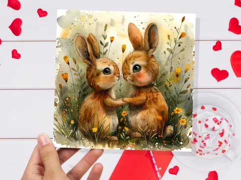Bunny Couple Anniversary Card - View 5
