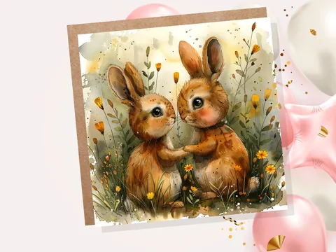 Bunny Couple Anniversary Card - View 2