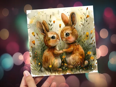 Bunny Couple Anniversary Card - View 7