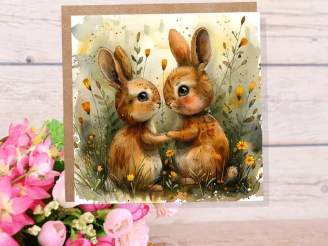 Bunny Couple Anniversary Card - View 3