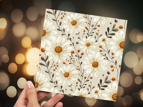 White Daisy Floral Card - View 7