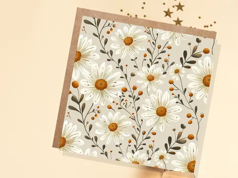 White Daisy Floral Card - View 3