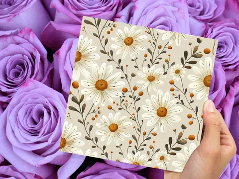 White Daisy Floral Card - View 8