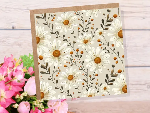 White Daisy Floral Card - View 4