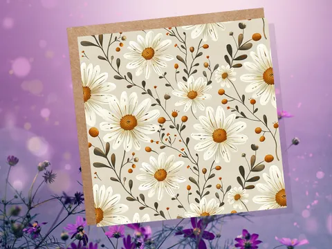 White Daisy Floral Card - View 2