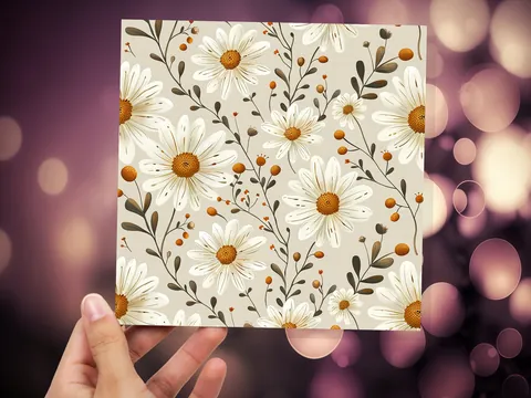 White Daisy Floral Card - View 6