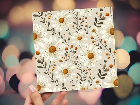 White Daisy Floral Card - View 5