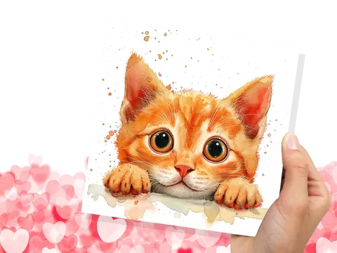 Cute Ginger Kitten Card for Cat Lovers Pet Owners Playful Curiosity Birthday Greeting Cards to Say Thank You for Pet Sitting Vet Care Thanks - View 8