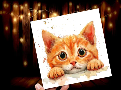 Cute Ginger Kitten Card for Cat Lovers Pet Owners Playful Curiosity Birthday Greeting Cards to Say Thank You for Pet Sitting Vet Care Thanks - View 6