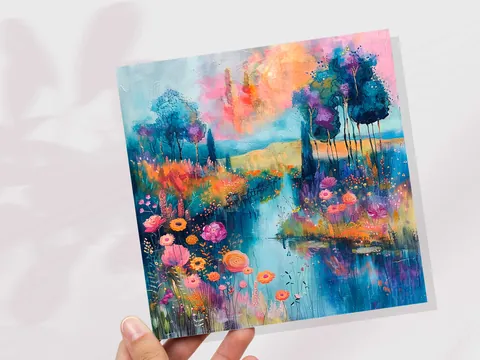 Dreamy River Bank Scene Card