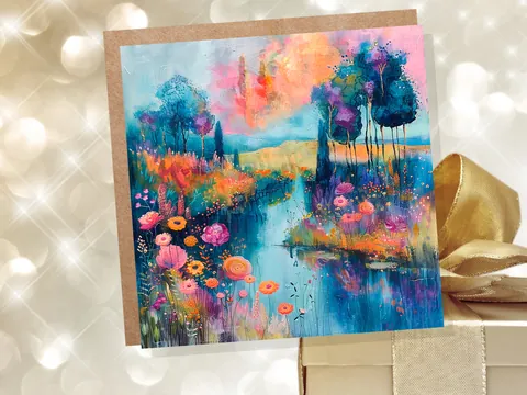 Dreamy River Bank Scene Card - View 2