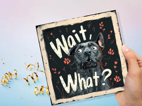 Wait, What? Funny Dog Lovers Greeting Card - View 3