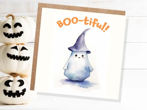 Boo-tiful Cute Ghost Halloween Card - View 2
