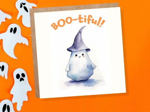 Boo-tiful Cute Ghost Halloween Card