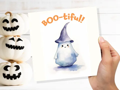 Boo-tiful Cute Ghost Halloween Card - View 9