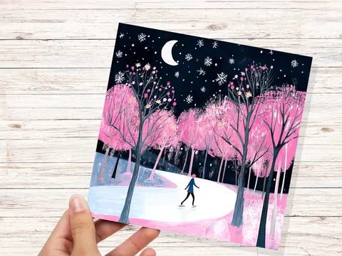 Ice Skating Christmas Card