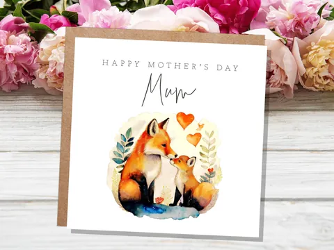 Happy Mother's Day Fox and Cub Card - View 4