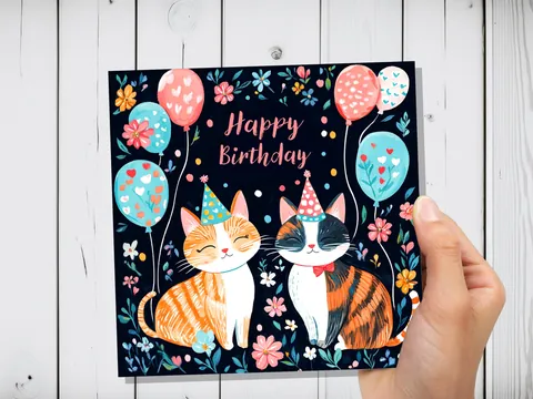 Cute Cats Happy Birthday Card - View 6