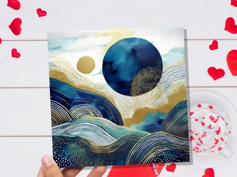 Prussian Blue and Gold Landscape Card - View 5