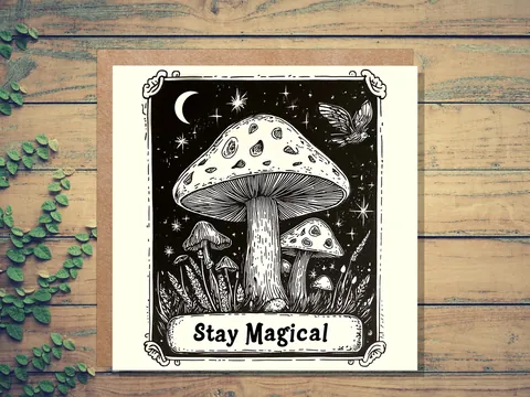 Stay Magical Witchy Mushroom Birthday Card - View 2
