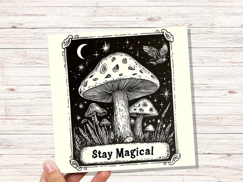 Stay Magical Witchy Mushroom Birthday Card