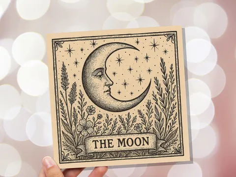 The Moon Tarot Greeting Card Print Celestial Pagan Spiritual Birthday Wishes Set Intentions For Witchy Friends Mystical New Age Magical Art - View 6