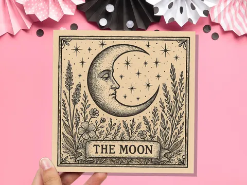 The Moon Tarot Greeting Card Print Celestial Pagan Spiritual Birthday Wishes Set Intentions For Witchy Friends Mystical New Age Magical Art - View 5