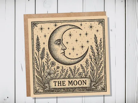 The Moon Tarot Greeting Card Print Celestial Pagan Spiritual Birthday Wishes Set Intentions For Witchy Friends Mystical New Age Magical Art - View 4