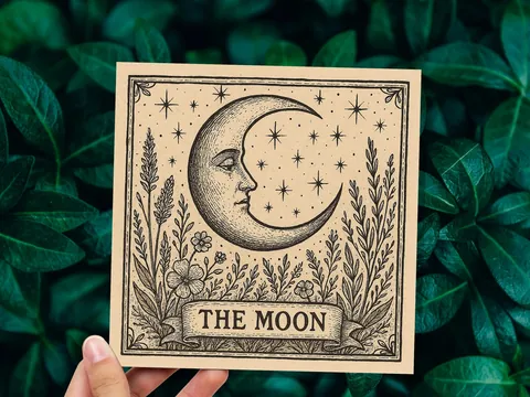 The Moon Tarot Greeting Card Print Celestial Pagan Spiritual Birthday Wishes Set Intentions For Witchy Friends Mystical New Age Magical Art