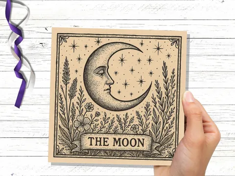 The Moon Tarot Greeting Card Print Celestial Pagan Spiritual Birthday Wishes Set Intentions For Witchy Friends Mystical New Age Magical Art - View 8