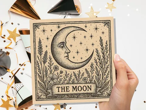 The Moon Tarot Greeting Card Print Celestial Pagan Spiritual Birthday Wishes Set Intentions For Witchy Friends Mystical New Age Magical Art - View 9
