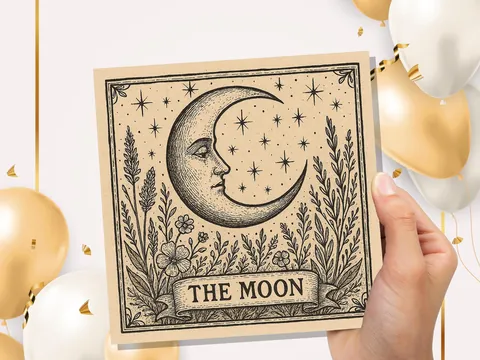 The Moon Tarot Greeting Card Print Celestial Pagan Spiritual Birthday Wishes Set Intentions For Witchy Friends Mystical New Age Magical Art - View 7