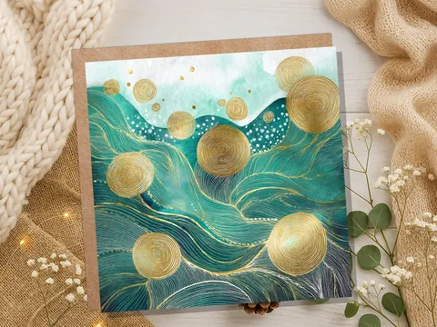 Ocean Waves Abstract Greeting Card - View 7