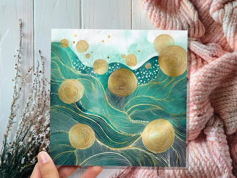 Ocean Waves Abstract Greeting Card - View 5
