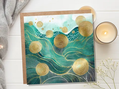 Ocean Waves Abstract Greeting Card - View 9