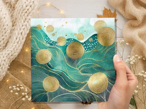 Ocean Waves Abstract Greeting Card