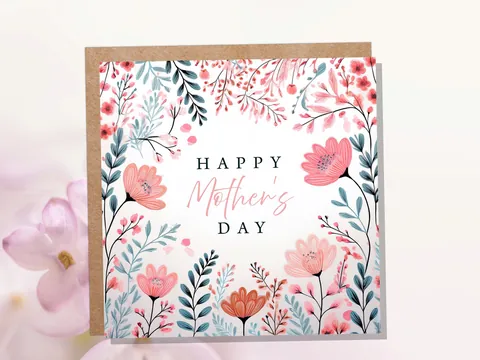 Pink and Mint Floral Mother's Day Card - View 3