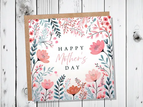 Pink and Mint Floral Mother's Day Card - View 2