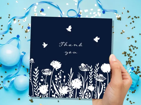 Elegant Navy Wildflower Thank You Card - View 9
