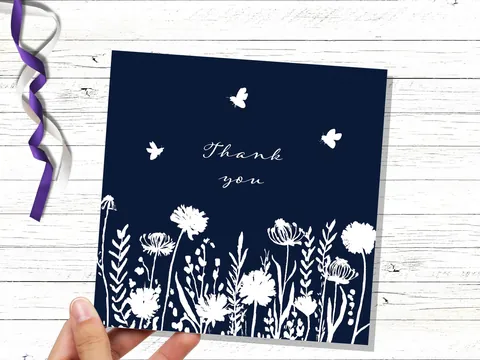 Elegant Navy Wildflower Thank You Card - View 6