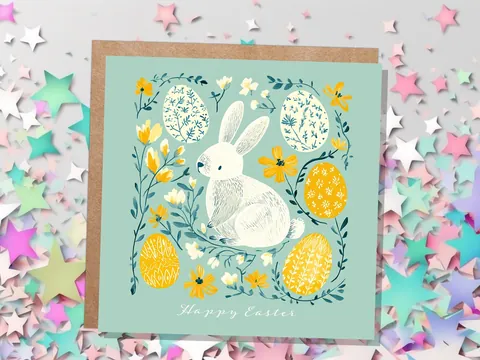 White Bunny and Easter Eggs Card - View 2
