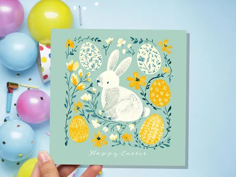 White Bunny and Easter Eggs Card - View 3