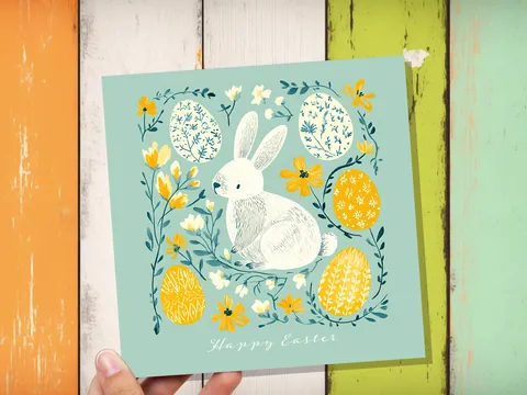 White Bunny and Easter Eggs Card - View 4