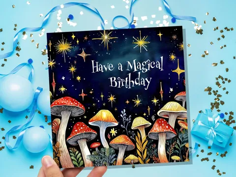 Magical Mushroom Birthday Card for Cottagecore Lovers - View 6