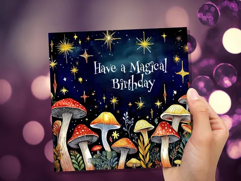 Magical Mushroom Birthday Card for Cottagecore Lovers - View 9