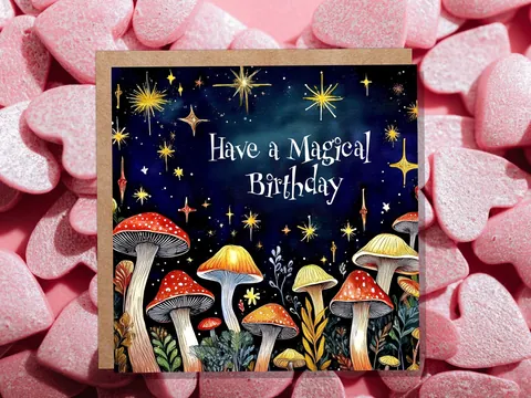 Magical Mushroom Birthday Card for Cottagecore Lovers - View 5