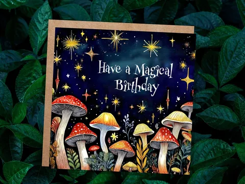 Magical Mushroom Birthday Card for Cottagecore Lovers - View 3