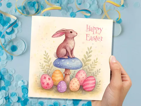 Pastel Easter Bunny Card - View 7