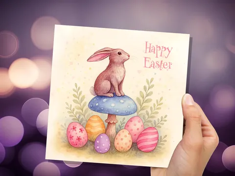 Pastel Easter Bunny Card - View 9