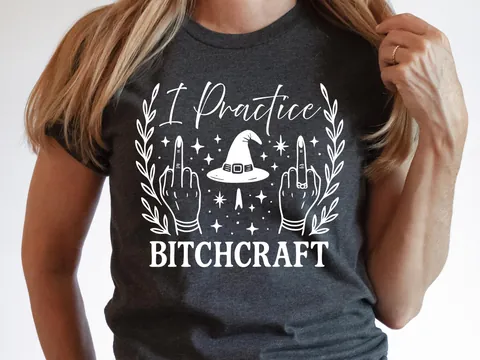 Bitchcraft Shirt | Sarcastic Witchy Tee | Middle Finger Occult Clothing | Funny Witch Hat | Sassy Goth Alt Apparel | Snarky Witchcraft Gift - View 6